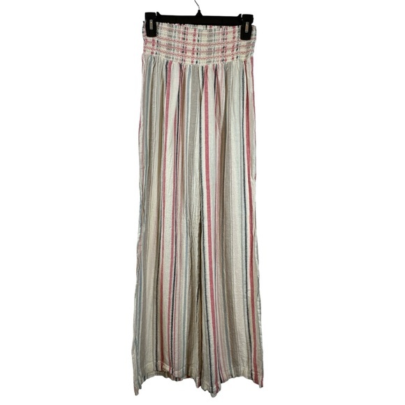 Rewash Wide Leg Tan Stripe Palazzo Linen Blend Pants Size Med EUC #0428 - Picture 1 of 6